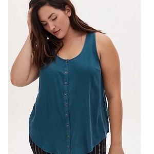 Torrid 2 teal button front tank